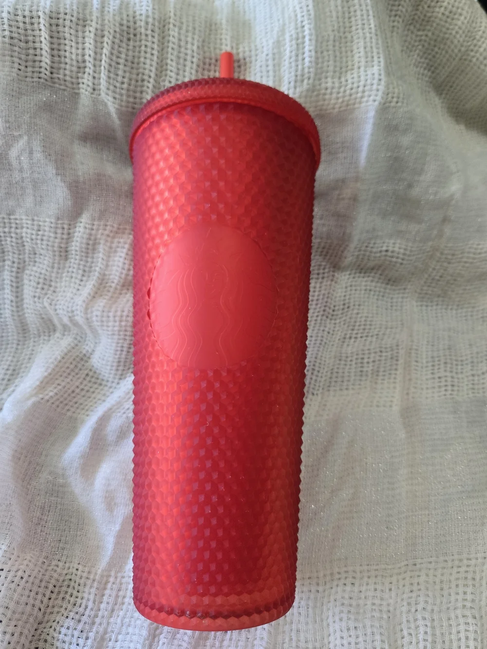 Red Studded Tumbler Cup with Straw - Starbucks